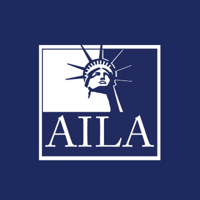 AILA logo featuring Statue of Liberty torch and text on dark blue background