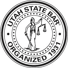 Utah State Bar seal organized 1938 featuring Lady Justice with scales